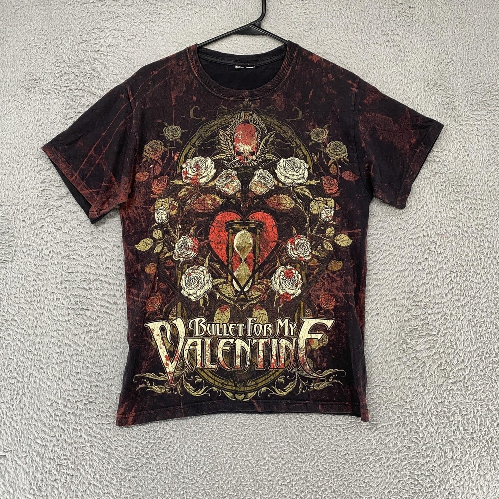 Bullet For My Valentine Shirt Mens Small Metal Skull Roses Graphic Y2K‎ Grunge